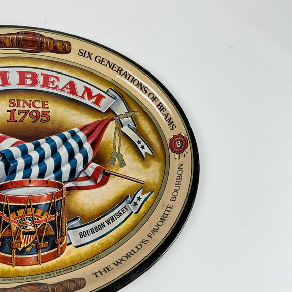 Vintage Jim Beam Metal Tray 1980 Bar Wall Sign Bourbon Whiskey Decor USA - Picture 4 of 9